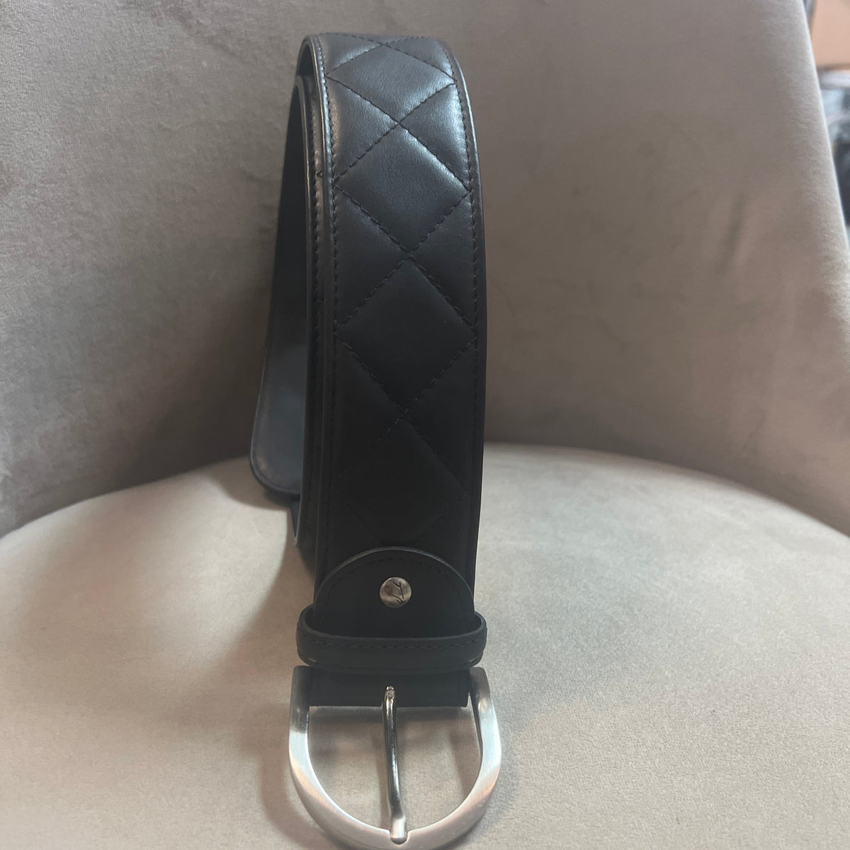 The Tailored Sportsman Quilted C Leather Belt Made in Italy 