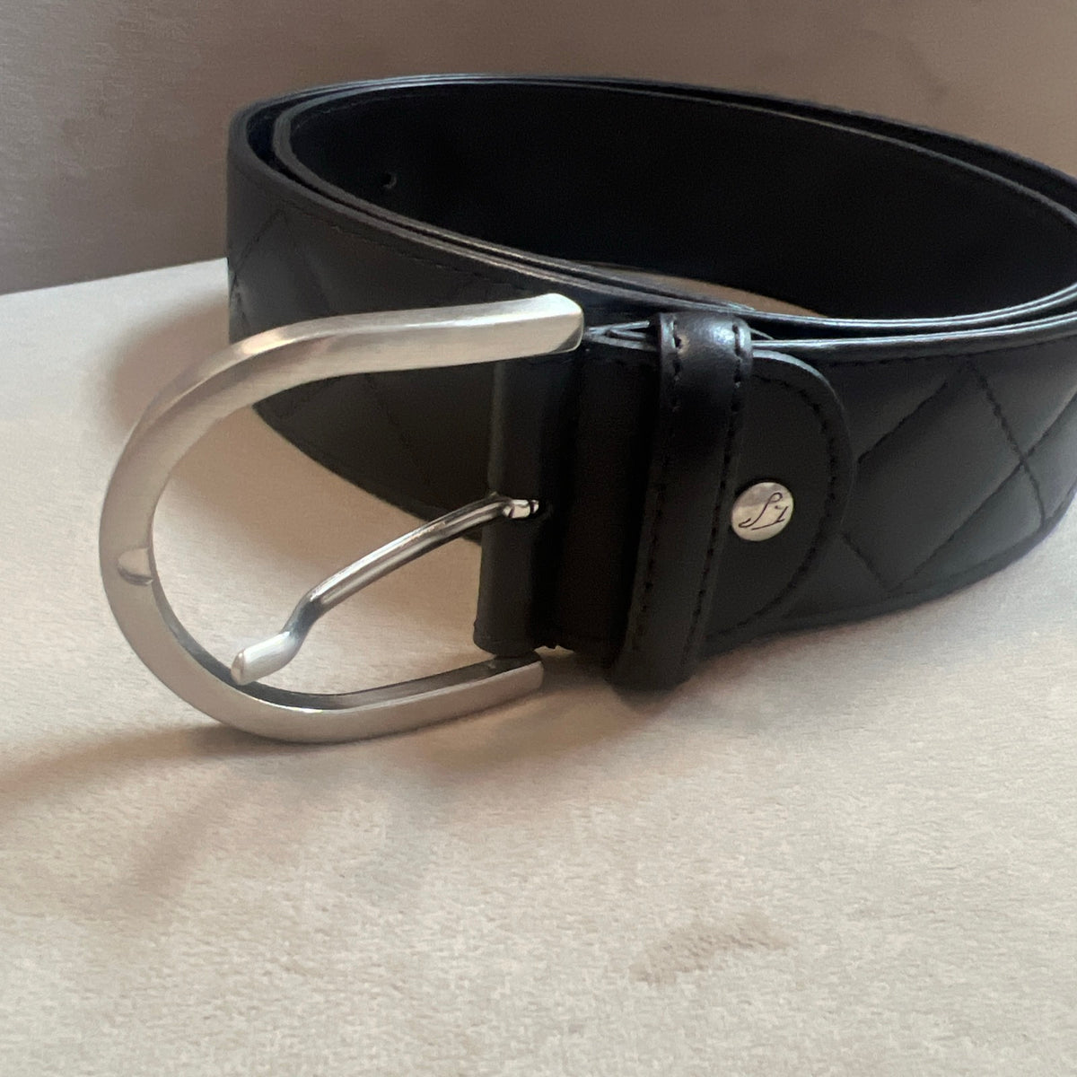 The Tailored Sportsman Quilted C Leather Belt Made in Italy  display picture 1