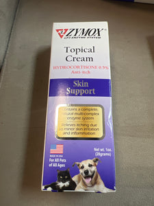 Zymox Topical Cream for all Pets Skin Support with Hydrocortisone 1 oz