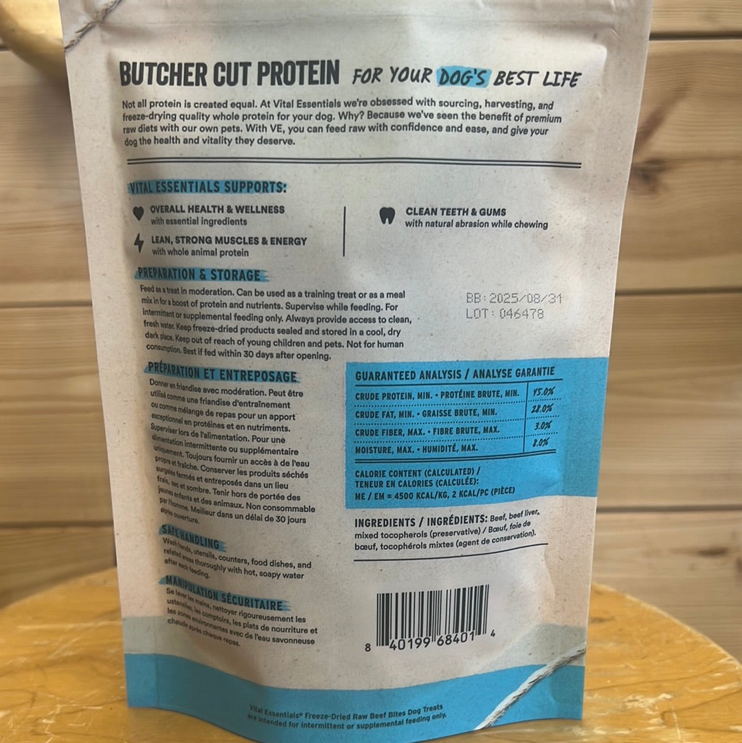 Vital Essentials Beef Bites 2.5 oz Dog Treats