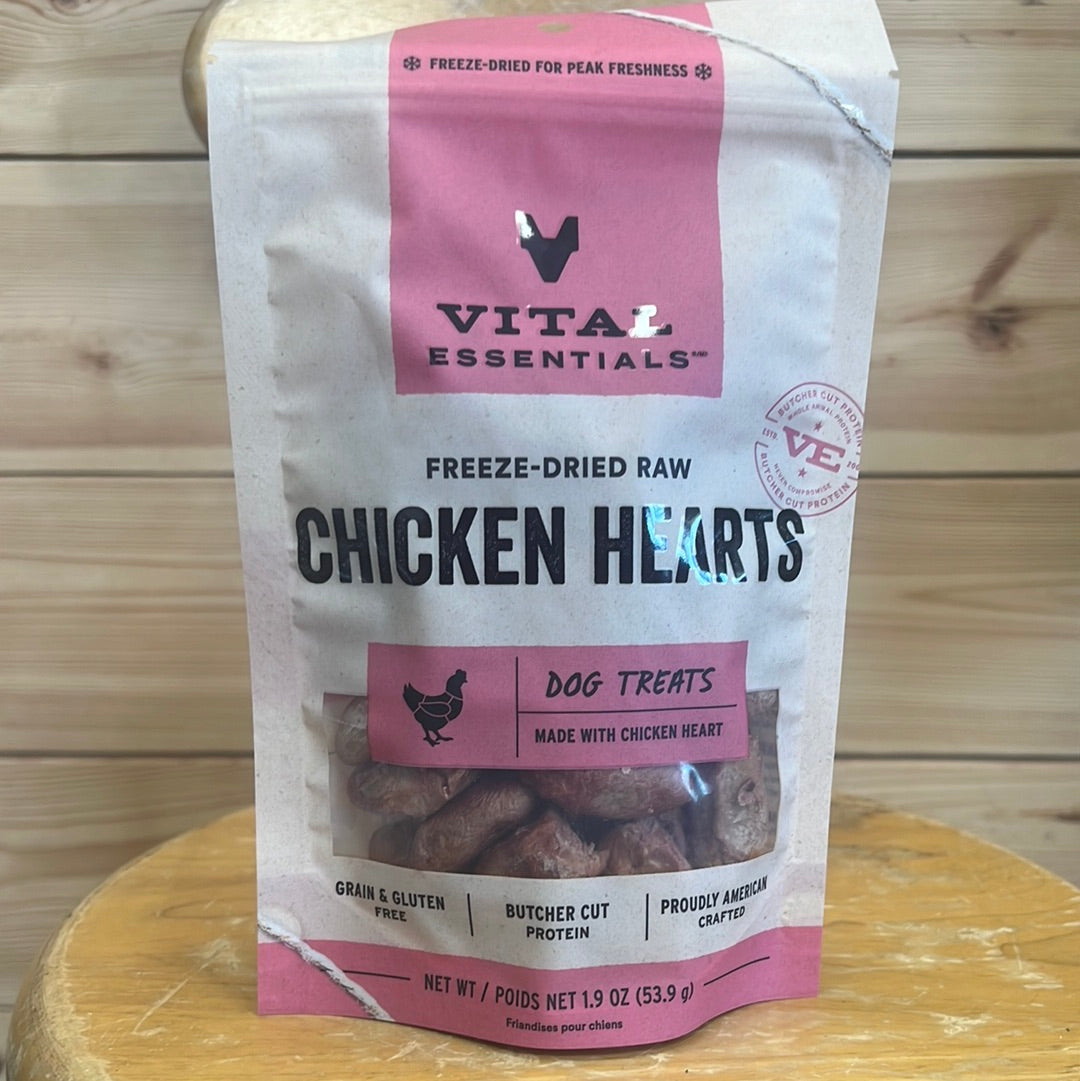 Vital Essentials Freeze Dried Chicken Hearts 1.9 oz Dog Treat