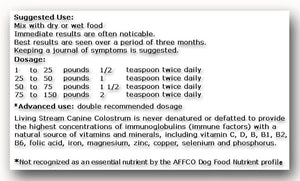 Living Stream Canine Colostrum 5.5 oz Powder