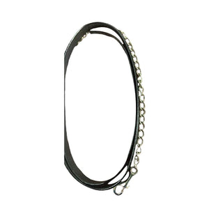 Henri De Rivel 6ft Black Leather Lead Rope With Silver chain