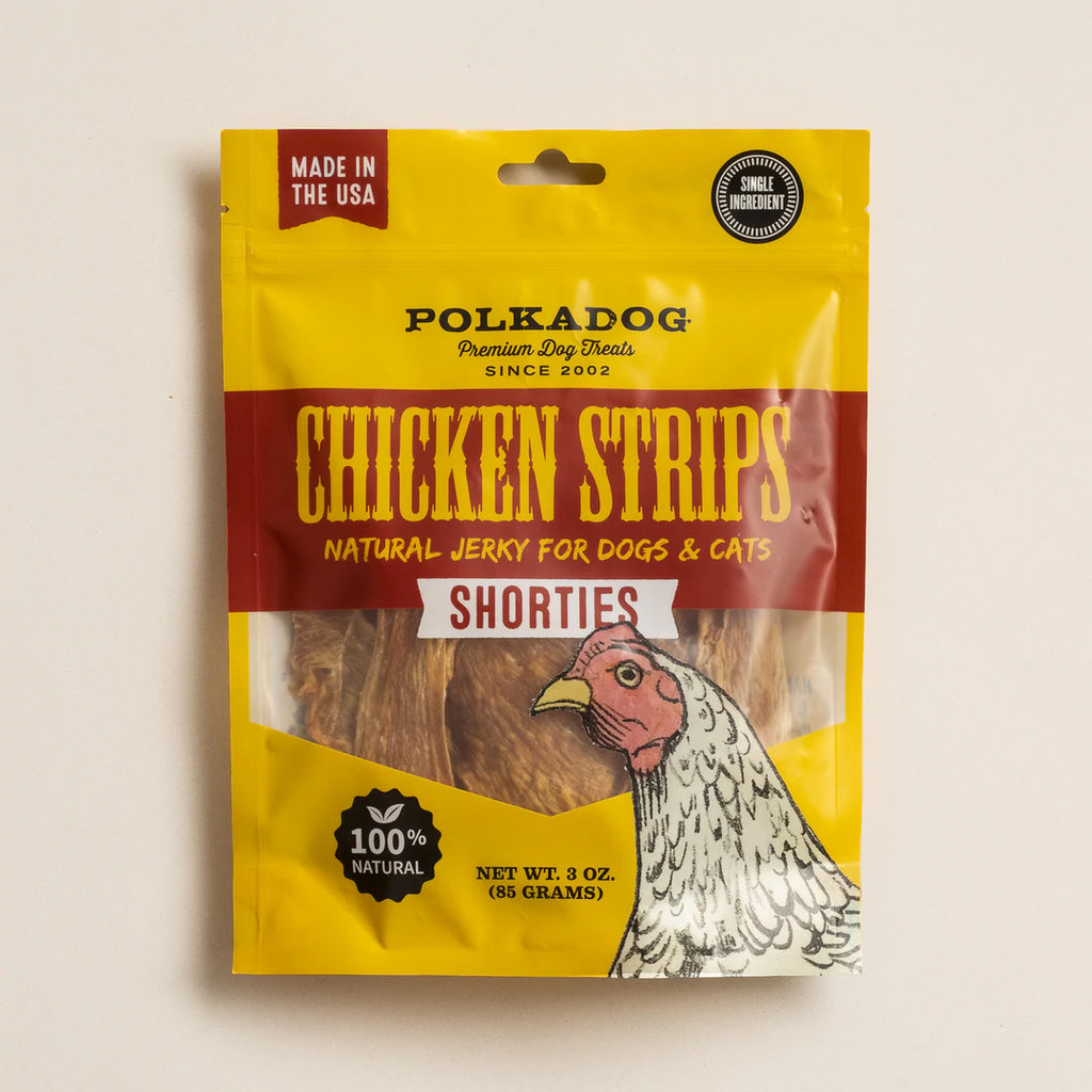 Polkadog Chicken Strips Natural Jerky For Dogs and Cats Shorties Made In The USA