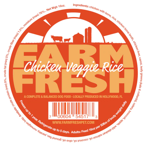 Farm Fresh Pet Foods Canine Chicken Veggie Rice Recipe Boca Delray