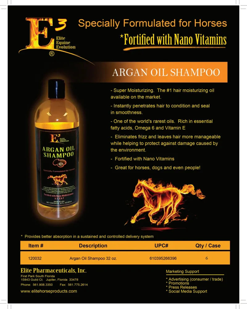 E3 Elite Equine Evolution Argan Oil Shampoo