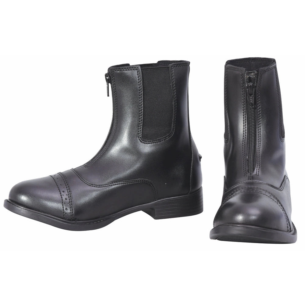 TuffRider Ladies Starter Lite Front Zip Paddock Boots Black Delray Boca