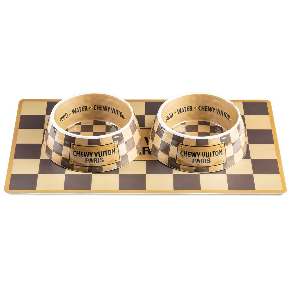 Brown Chewy Vuitton Bowl & Placemat