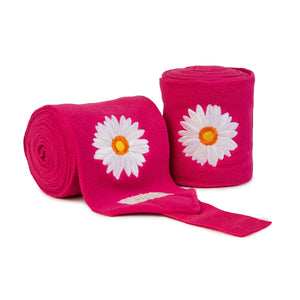 Lettia Daisy Embroidered Polo Wraps- Bright Pink with Daisies