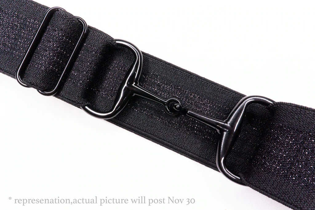 2" Elastic Snaffle Bit Belt Teal and Black Ellany