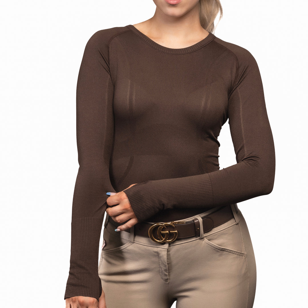 TKEQ - The "KENNEDY" Seamless Long Sleeve Riding Shirt Boca Delray Wellington