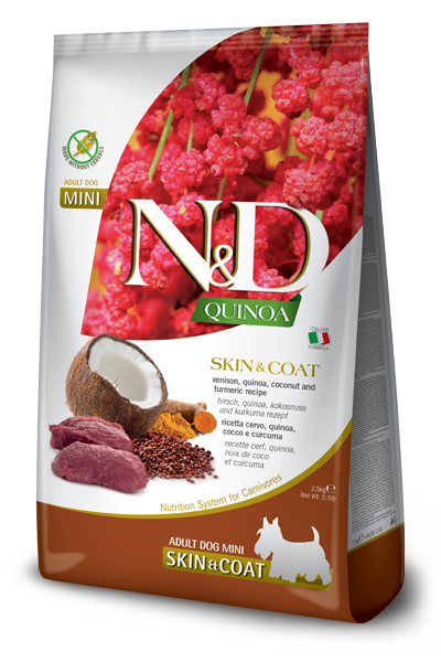 Farmina N&D Quinoa Grain Free Dog Skin and Coat Venison Coconut Turmeric Mini 5.5#